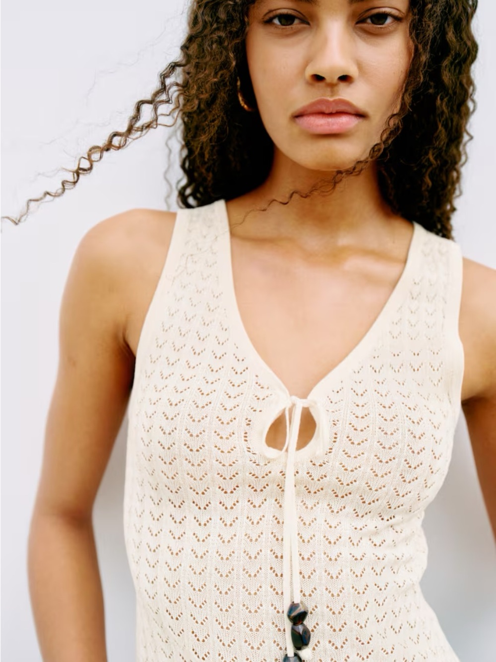 H&M Cream Knit Tie-Front Tank Top - Picture 2 of 11
